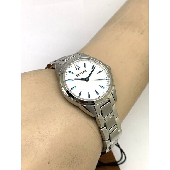 Bulova Women's Watch 96L285 Quartz White Blue Dial Silver Stainless Stee… - Picture 5 of 13